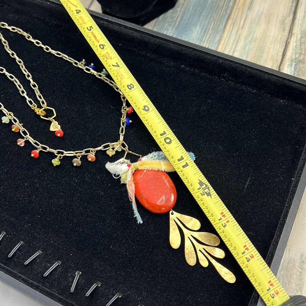 Adorned Crown Artisan Assemblage jasper and gemstone pendant necklace