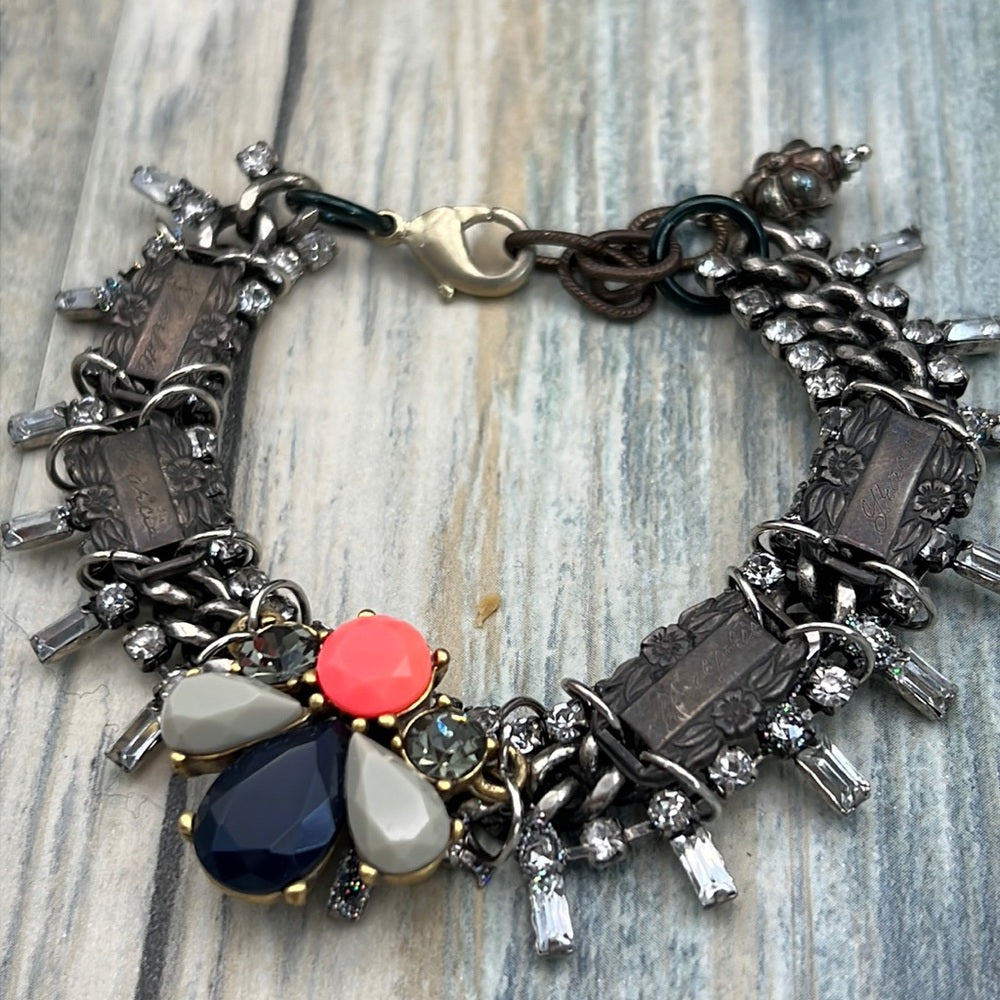 Adorned Crown Artisan Assemblage Victorian name link rhinestone bracelet