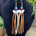 Adorned Crown cowgirl collection turquoise enamel leather tassel earrings