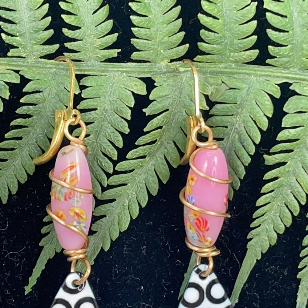 Adorned Crown artisan assemblage mod pop statement earrings