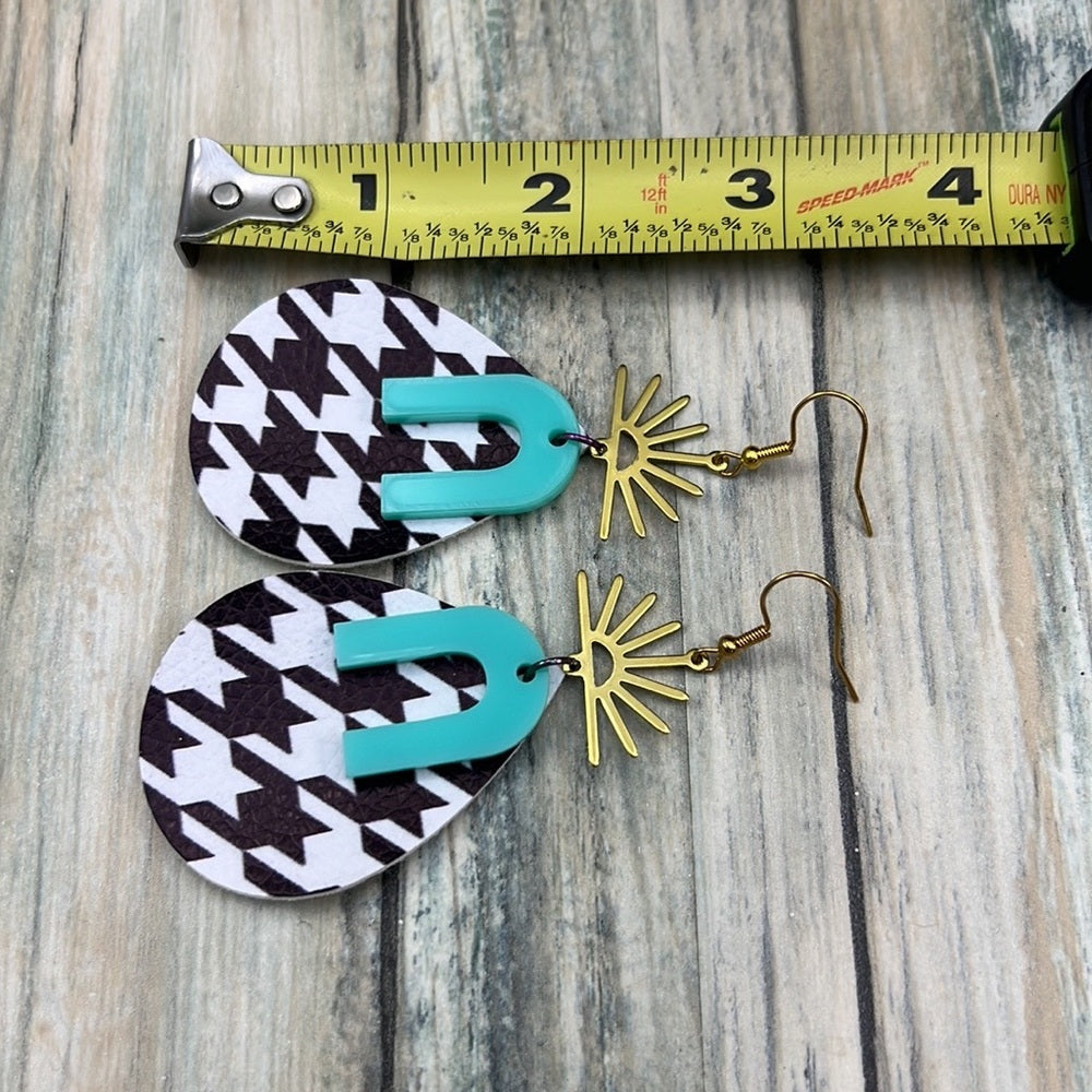 Adorned Crown Artisan Assemblage faux leather acrylic sunrise earrings