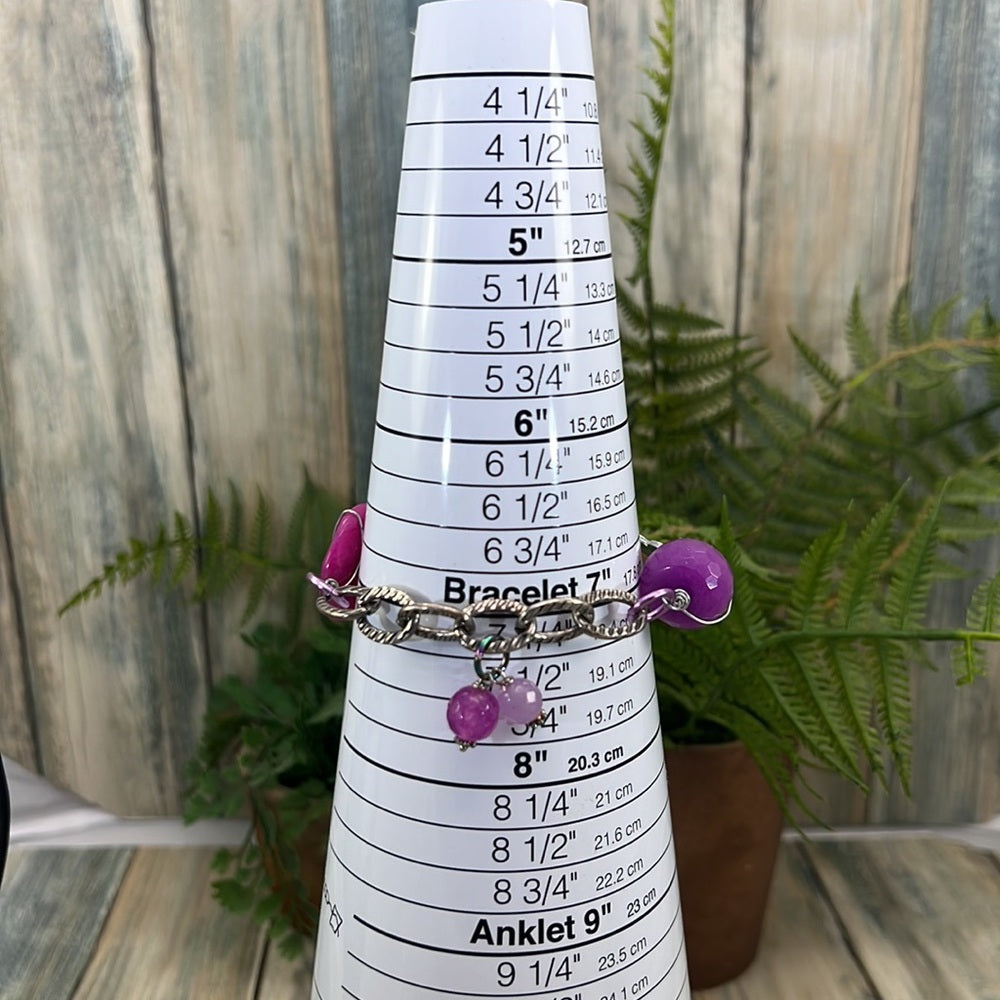 Adorned Crown Artisan Assemblage dyed pink purple quartz xoxo heart bracelet