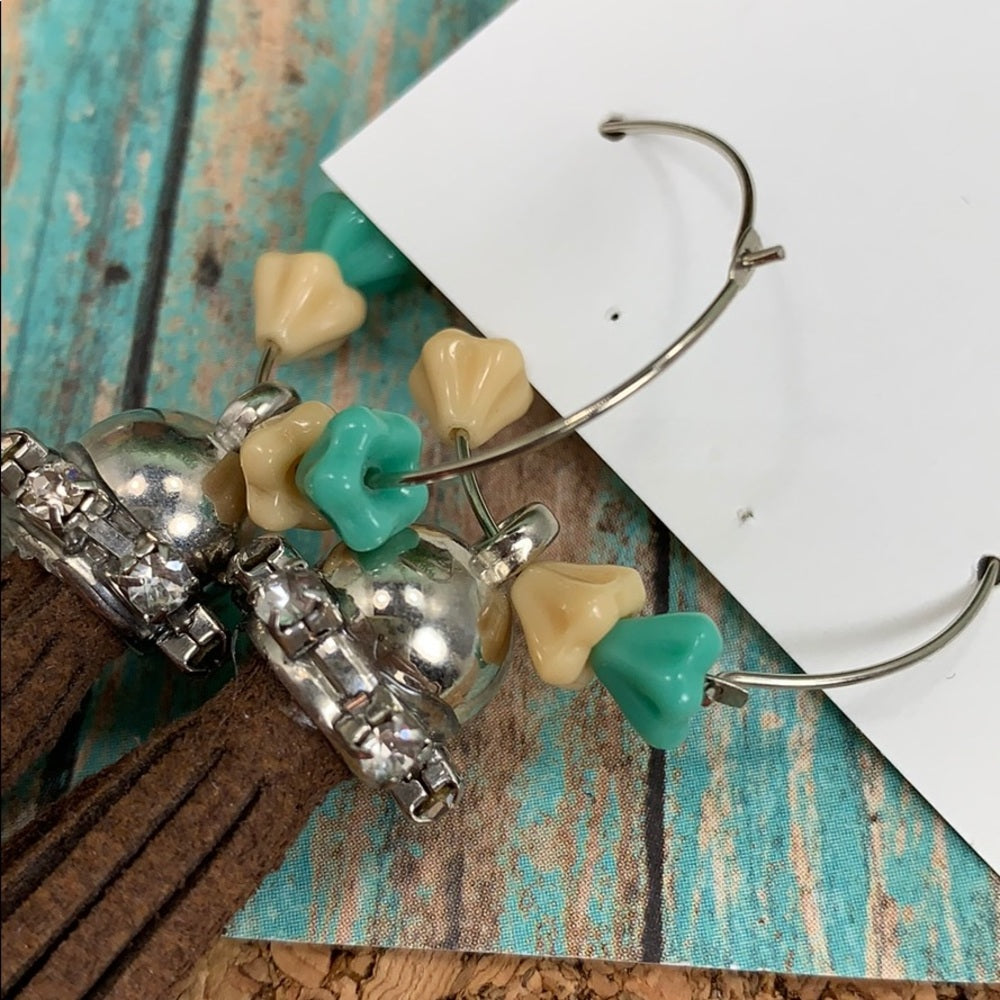 Adorned Crown assemblage leather tassel hoop lightweight boho earrings