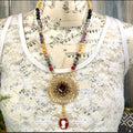 Adorned Crown artisan assemblage Stone bead topaz cameo necklace