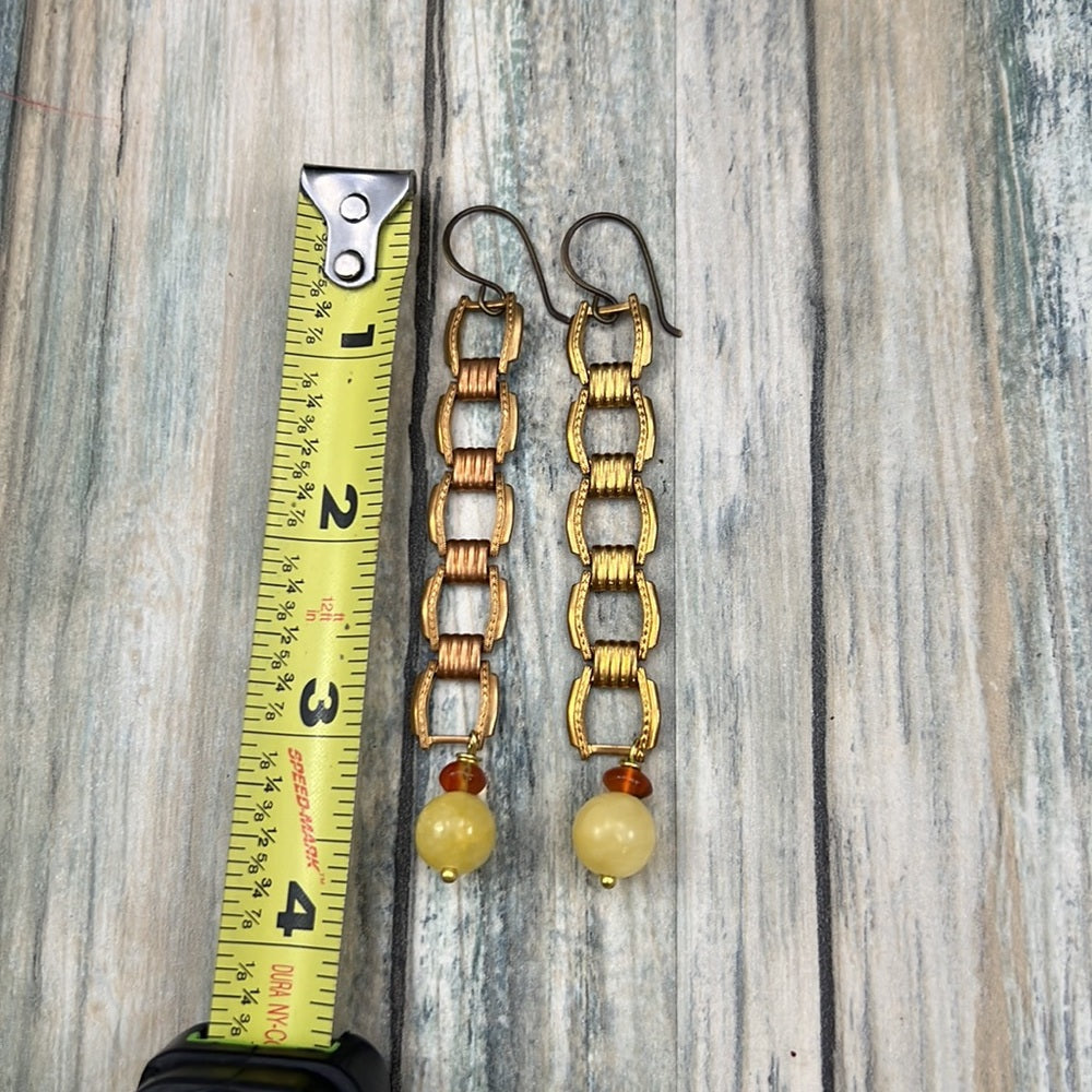 Adorned Crown Artisan Assemblage watch chain jade carnelian earrings