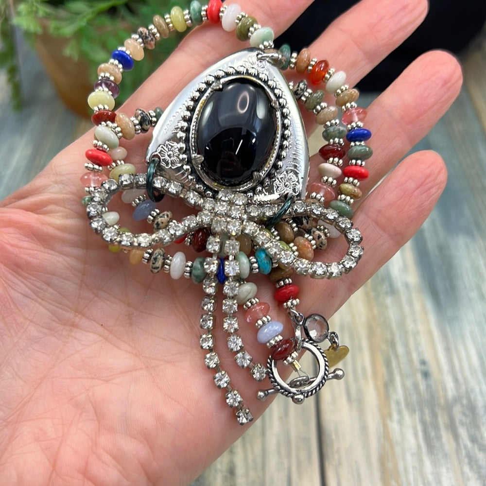 Adorned Crown cowgirl collection bolo bow mixed stone necklace