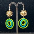 Adorned Crown Artisan Assemblage mid century lucite rhinestone earrings