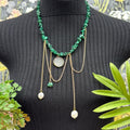 Adorned Crown Jewelry assemblage malachite quartz pearl drop necklace