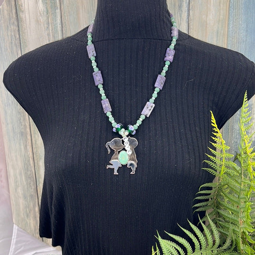 Adorned Crown Artisan Assemblage aventurine jasper Love boy girl necklace
