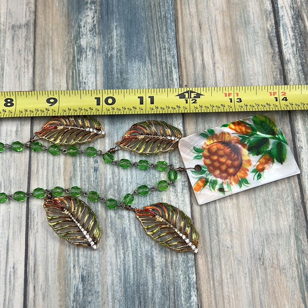 Adorned Crown Artisan Assemblage painted shell leaf autumn color necklace