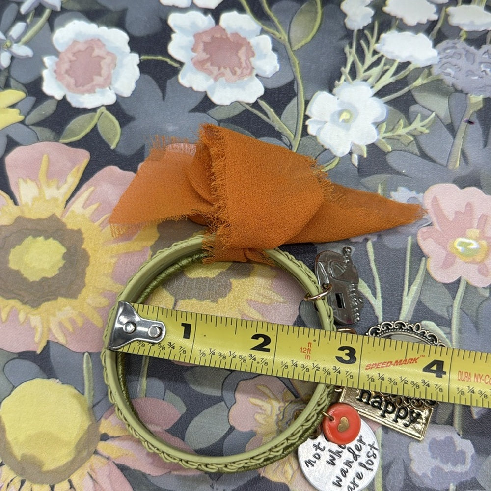 Adorned Crown Jewelry assemblage three band green bangle happy camper bracelet