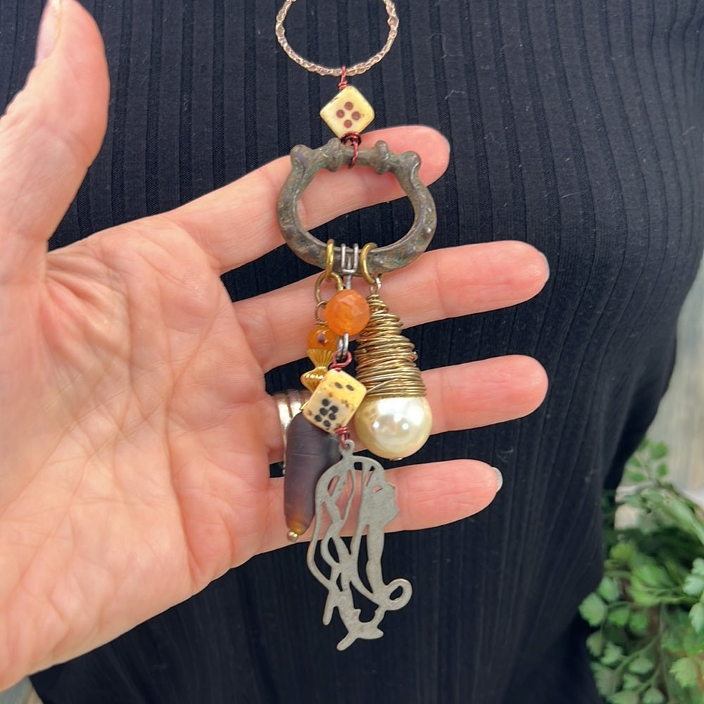 Adorned Crown necklace artisan assemblage FOUND objects vintage reclaimed