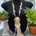 Adorned Crown Jewelry assemblage enamel owl tassel pearl boho long necklace