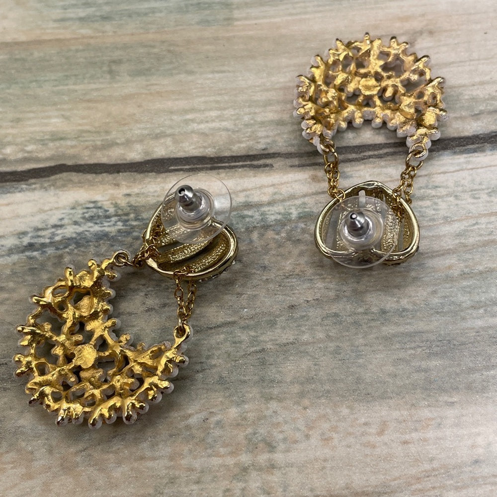 Adorned Crown rhinestone heart post earrings
