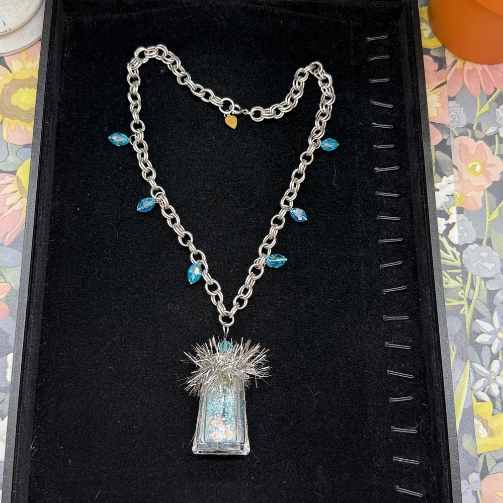 Adorned Crown Jewelry assemblage vintage salt shaker Christmas tree necklace 1