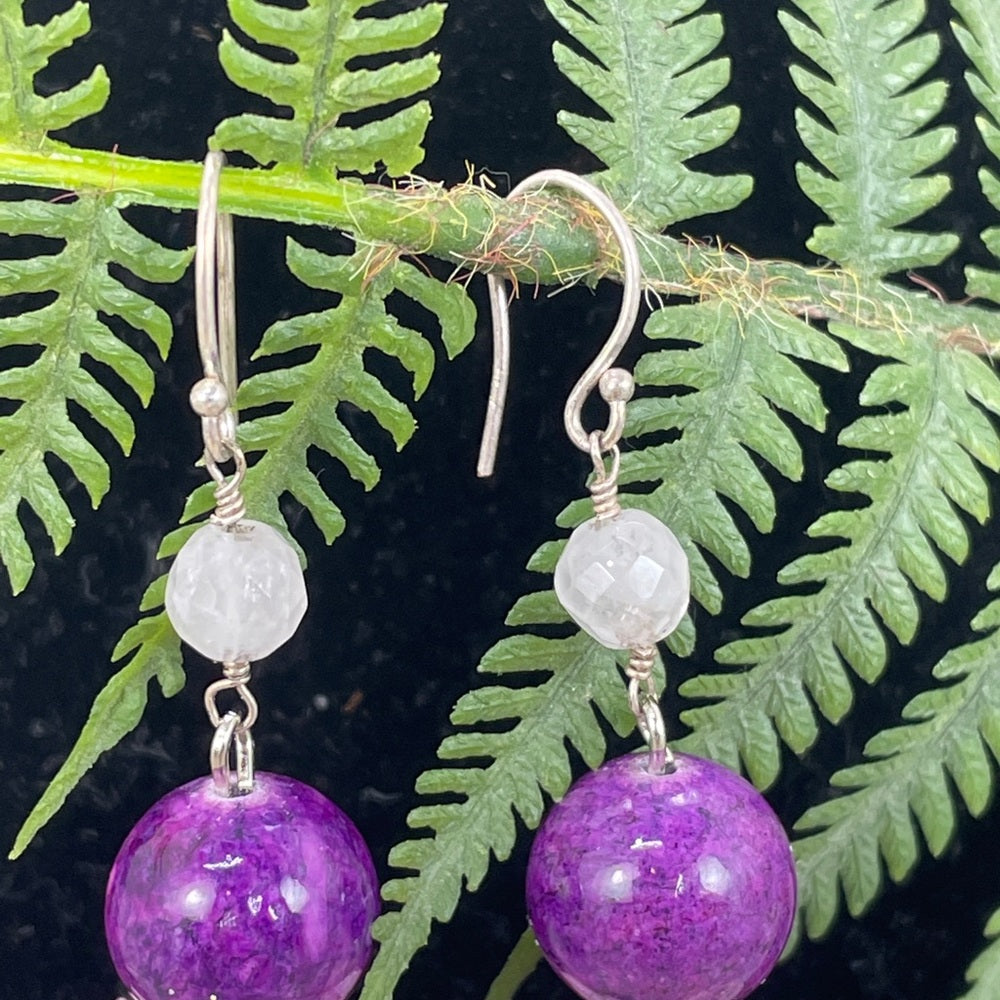 Adorned Crown enamel pink puffy heart bead earrings
