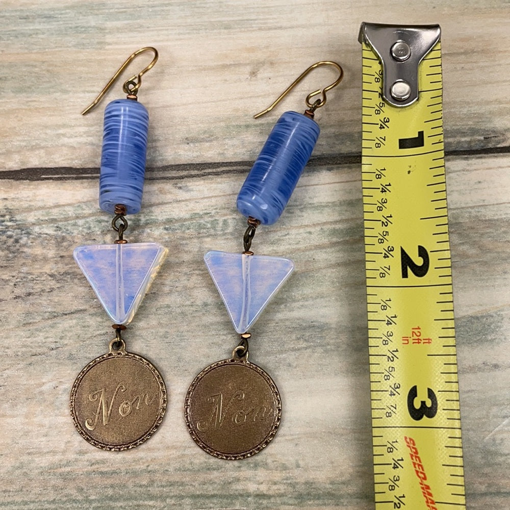 Adorned Crown artisan assemblage moonstone bead French earrings