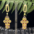 Adorned Crown Artisan Assemblage cross autumn enamel hammered post earrings