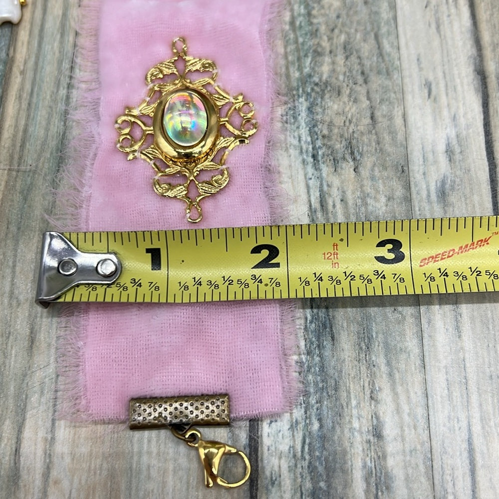 Adorned Crown Jewelry assemblage velvet aurora borealis crystal ball bracelet