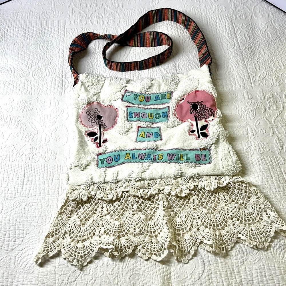 Adorned Crown Textile You are enough always will be crossbody bag boho