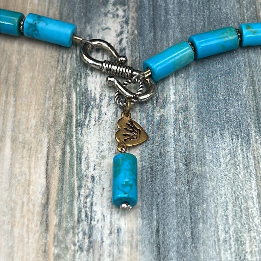 Adorned Crown Artisan Assemblage black heart turquoise love necklace