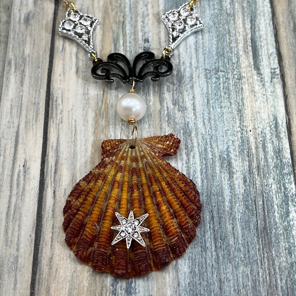 Adorned Crown Assemblage beaches & butterflies star shell crystal necklace
