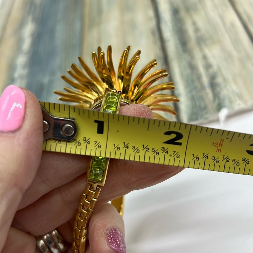 Adorned Crown Jewelry assemblage flower burst green rhinestone bracelet