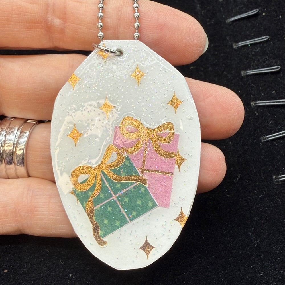 Adorned Crown Jewelry assemblage Christmas present flat spoon necklace