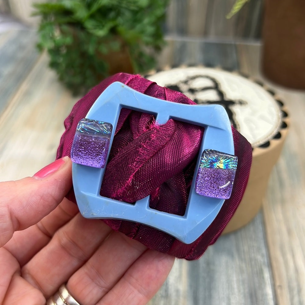 Adorned Crown Artisan Assemblage buckle dichroic silk sari wrap wide cuff