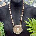 Adorned Crown Jewelry assemblage filigree vintage photo pendant pearl necklace