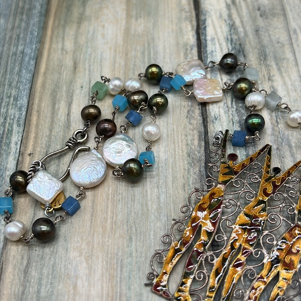Adorned Crown Jewelry assemblage Sisters Friends pearl gemstone necklace