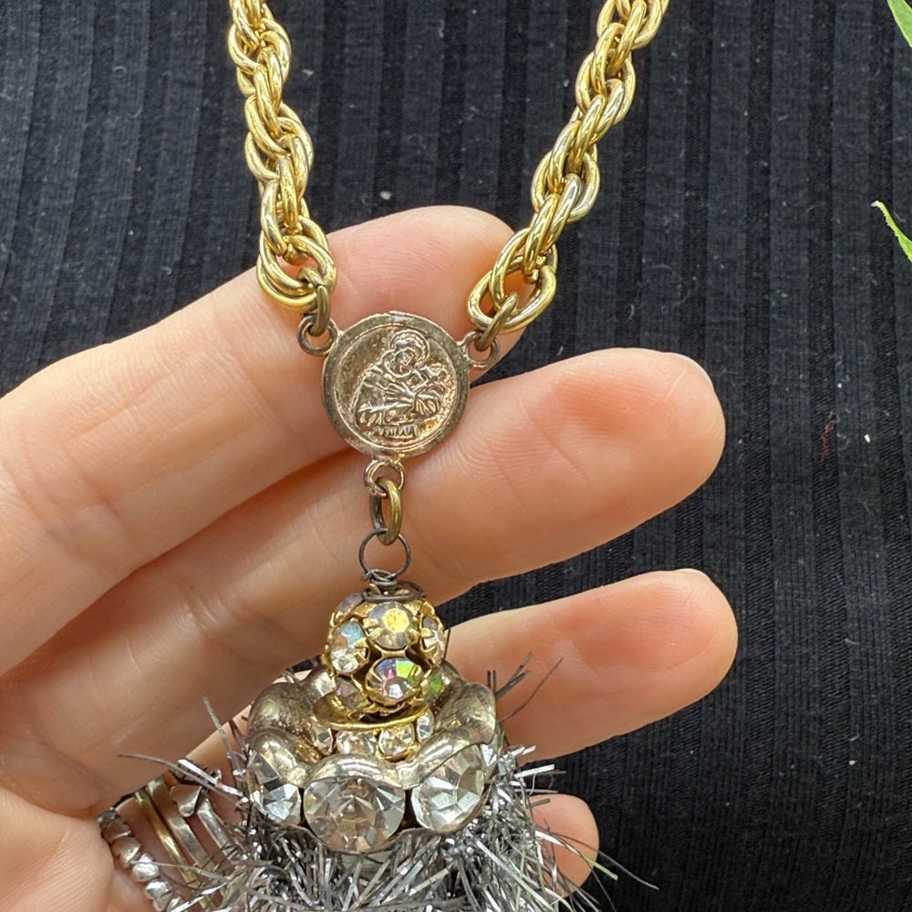 Adorned Crown Jewelry vintage salt shaker Christmas tree necklace 3