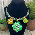 Adorned Crown Artisan Assemblage flower lucite glass beads collar necklace