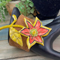 Adorned Crown assembled leather cuff enamel flower mid century boho bracelet