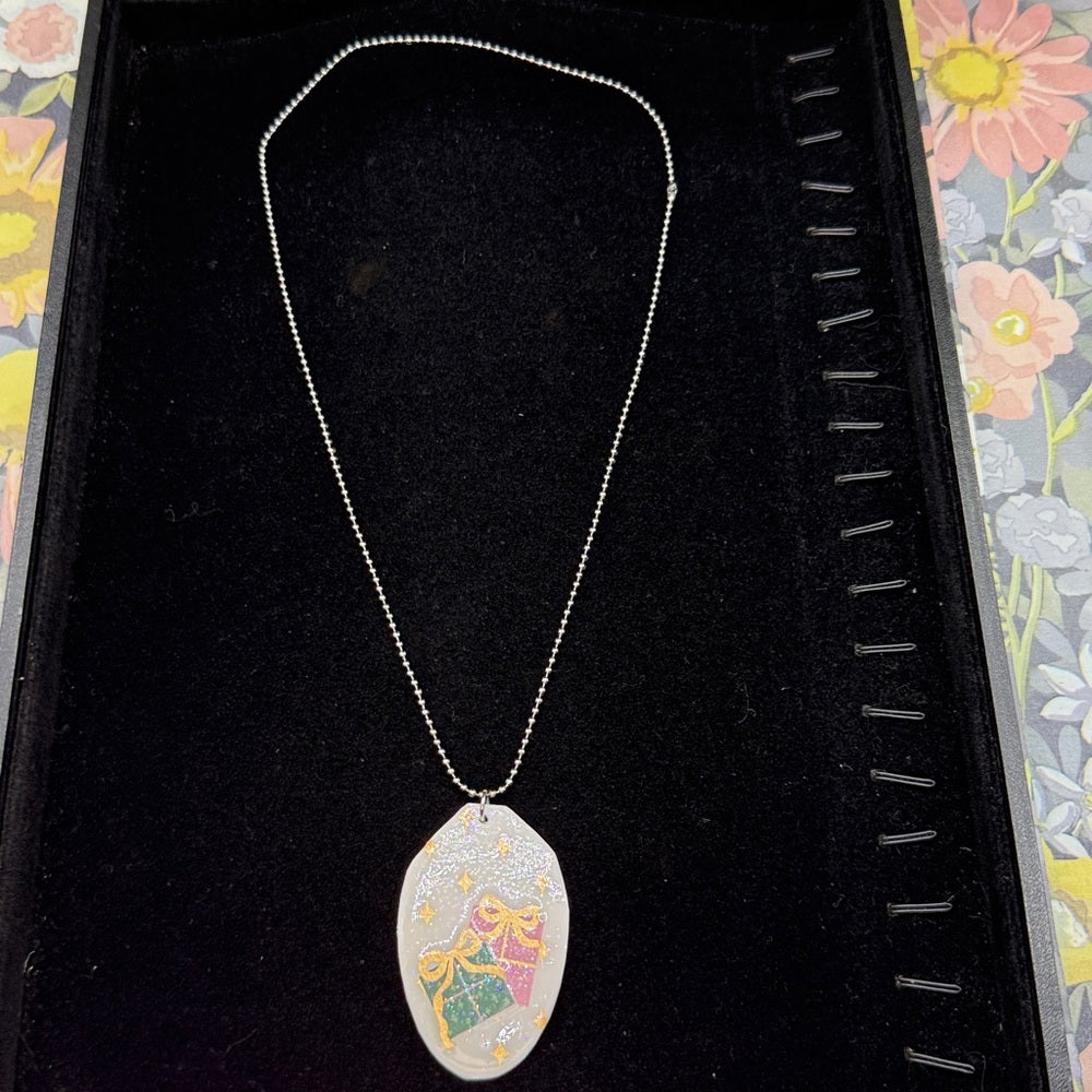 Adorned Crown Jewelry assemblage Christmas present flat spoon necklace