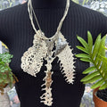Adorned Crown Jewelry assemblage tattered lace and rhinestone necklace