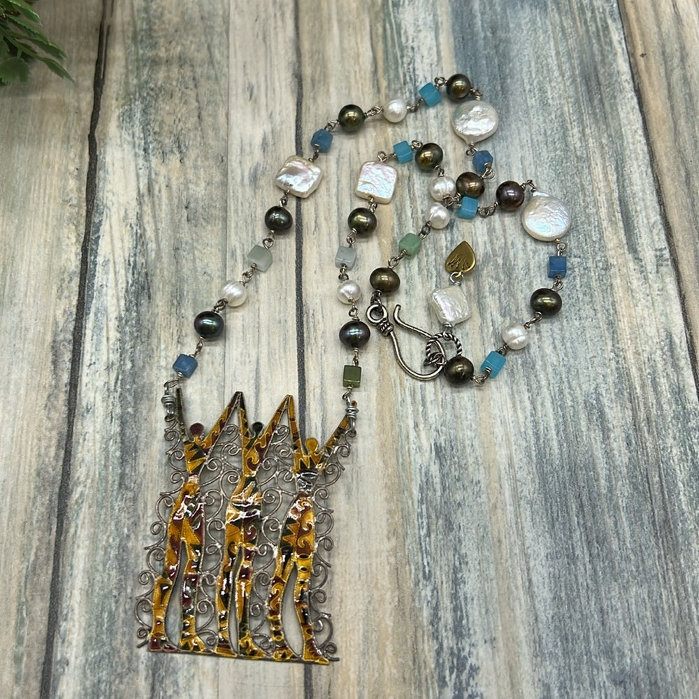 Adorned Crown Jewelry assemblage Sisters Friends pearl gemstone necklace