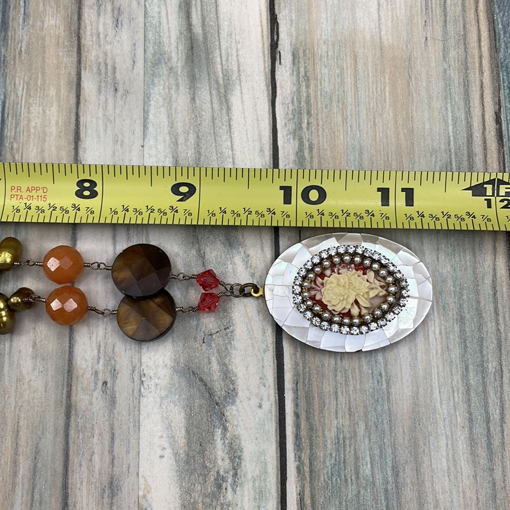 Adorned Crown Artisan Assemblage “autumn splendor” shell gemstone necklace