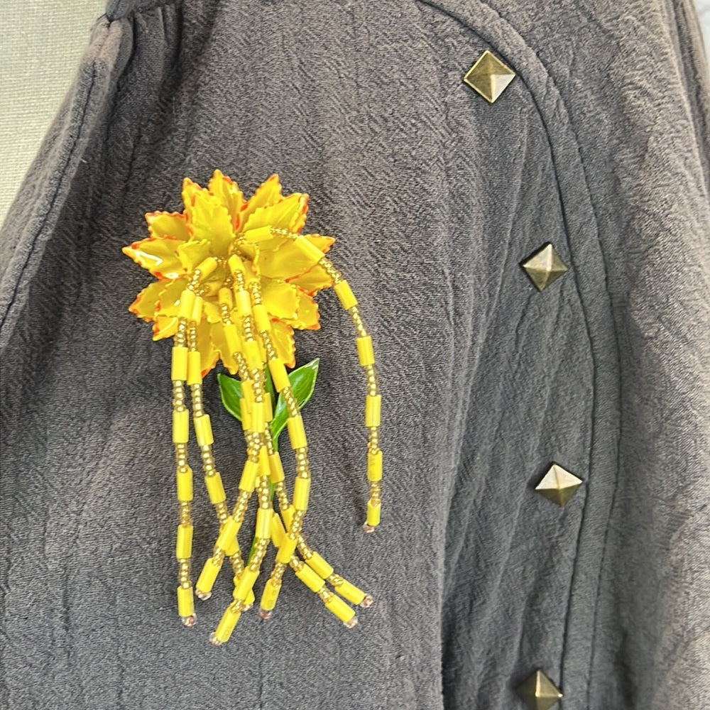 Adorned Crown textile gauzy FREE embroidered tassel waist jacket size sm