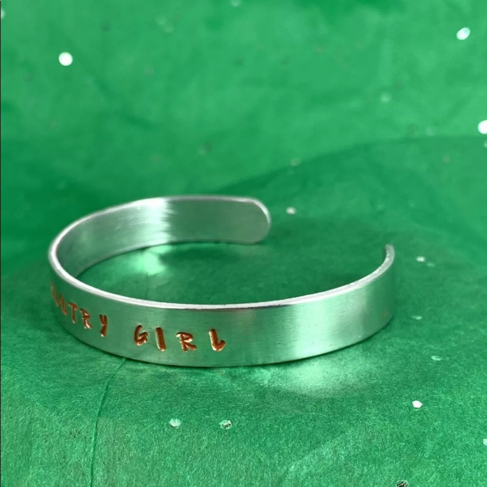 Adorned Crown stamp cuff country girl orange bracelet