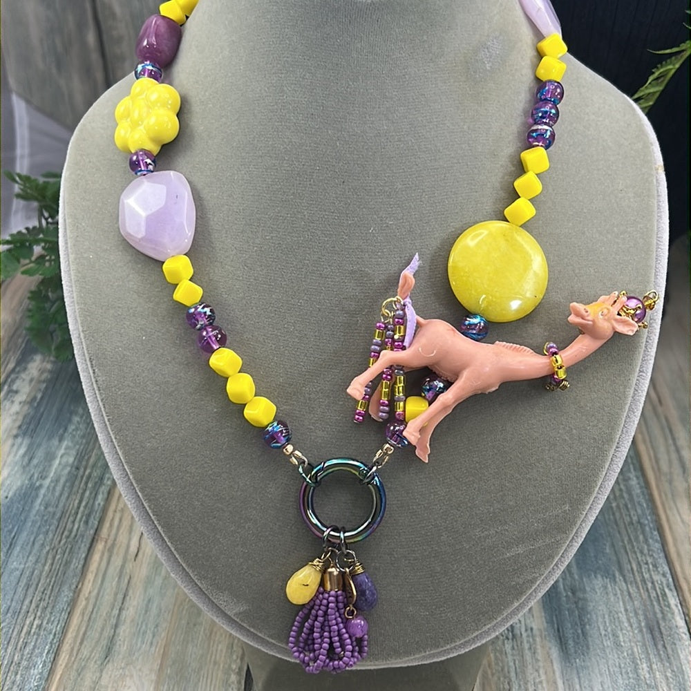 Adorned Crown Artisan Assemblage child’s play giraffe amethyst necklace