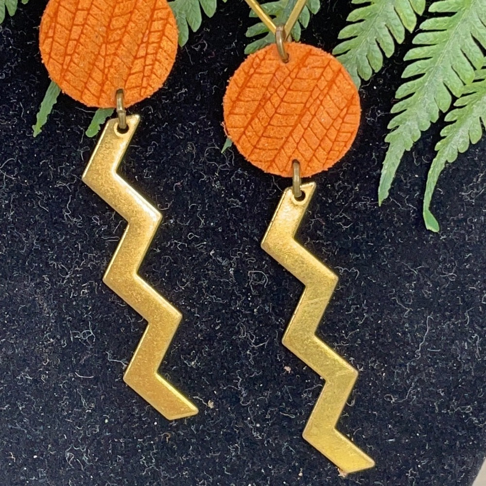 Adorned Crown geometric leather earrings