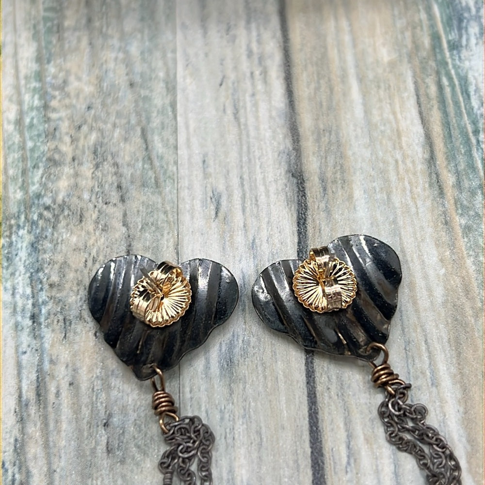 Adorned Crown Jewelry assemblage heart triple stone teardrop earrings