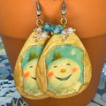 Adorned Crown Jewelry assemblage Victorian Christmas jolly snowman earrings