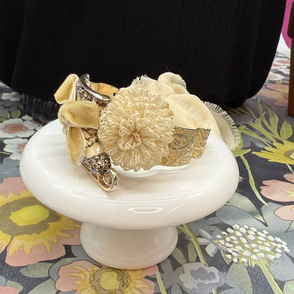 Adorned Crown Jewelry assemblage Victorian Christmas ice skating bracelet cuff