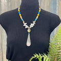 Adorned Crown Artisan Assemblage yellow jade teal quartz dream big necklace
