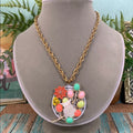 Adorned Crown artisan assemblage flower owl cluster assemblage necklace