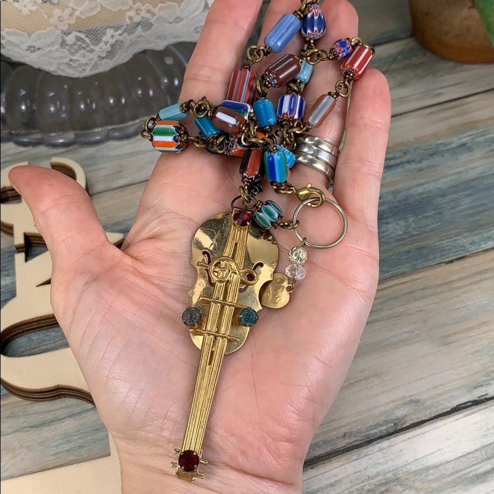 Adorned Crown artisan assemblage beautiful music African trade bead necklace