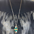 Adorned Crown Artisan assemblage green rhinestone and mop collage necklace