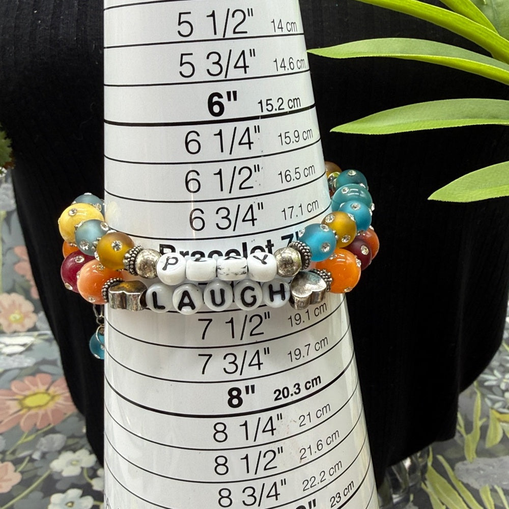 Adorned Crown Jewelry assemblage Laugh Play beaded sterling silver bracelets